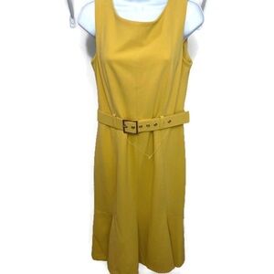 Calvin Klein sleeveless MIDI dress in yellow